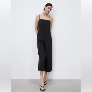 Zara Skinny Strap Wide Leg Jumpsuit